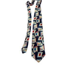 Boston Traders 100% Silk Men's Neck Tie Multi-Color Design  Made In USA